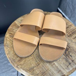 Madewell Brown Leather Double Strap Flats
